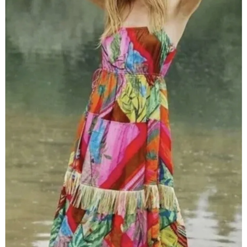 COPY - Farm Rio Anthropologie Fringed Palia Beaded Tassel Dress